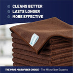 MW Pro Microfiber Cleaning Cloth | Brown | 12 Pack | 16” x 16” | Coffee, Barista, Espresso Towels - Clean, Dust, Polish, Scrub, Absorbent