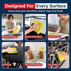 USANOOKS Microfiber Cleaning Cloth Yellow - 8 Pcs 12.5"x12.5" - High Performance - 1200 Washes, Ultra Absorbent Towels Weave Grime & Liquid for Streak-Free Mirror Shine - Car Washing Cloth
