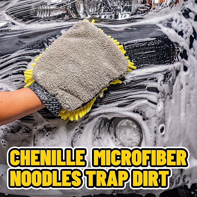 Chemical Guys Three-Way Premium Microfiber Wash Mitt 2 Pack – Ultra Plush Scratch-Free Wash Mitts for Cars, Trucks, Motorcycles & RVs – Safe for Paint, Chrome & Glass