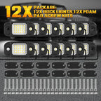 12Pods LED Rock Lights White 24led Chips Waterproof Neon Underglow Lighting Kit for Trucks SUV ATV Car