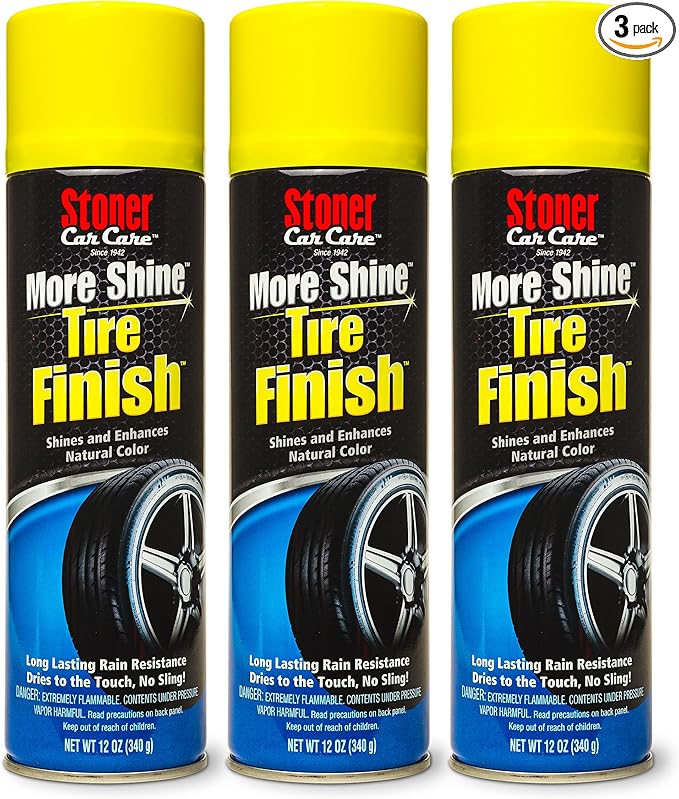 Stoner Car Care 91094-3PK More Shine Tire Finish – Tire Shine Spray Restores Deep Matte Black Finish with Long-Lasting Rain-Resistant Protection, Dry-to-Touch – 12 oz (Pack of 3)