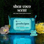 goodwipes Flushable Butt Wipes - Vitamin E & Aloe - Sewer & Septic Safe - Extra Large Adult Wet Wipes For Women & Men - Bathroom Essentials - Shea-Coco, 418 Count (8 Packs + 1 Travel)