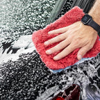 Autofiber Flat Out Microfiber Car Wash Pad - Pack of 4, Blue/Red (9 inch x 8 inch)