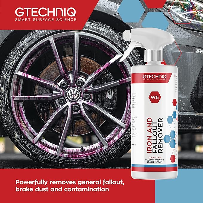Gtechniq W6 Iron Removing Wheel & Paint Cleaner for Cars, 169 fl oz | Powerful Iron and Fallout Remover, Dissolves Contaminants Safely, Protects Paintwork and Wheels