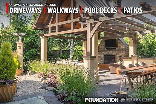 Armor AR350 Low Gloss Wet Look Concrete Sealer 5 Gallon - Professional Grade Color Enhancing Solvent Based Acrylic Sealer for Exterior Concrete and Pavers - 350 VOC