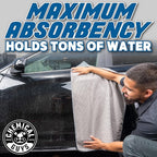 Chemical Guys Waffle Weave Gray Matter Microfiber Drying Towel - 25" x 36",Premium Blend Microfiber Towel with Soft-Banded Edging for Scratch-Free Car Drying,Ultra Absorbent,(Pack of 12)