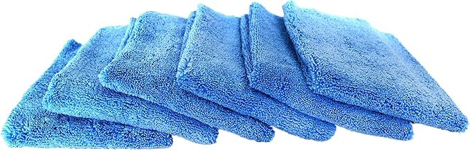 Maxshine 16”x24” Universal 6-Pack Blue Microfiber Towel - 380GSM Zero Crazy Edgeless - Professional Rinse-Free, Scratch-Free Drying Towels for Cars - Perfect for Car Detailing