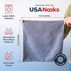 USANOOKS Microfiber Cleaning Cloth Grey - 8 Pcs (12.5"x12.5") - High Performance - 1200 Washes, Ultra Absorbent Microfiber Towel Weave Grime & Liquid for Streak-Free Mirror Shine - Car Washing Cloth