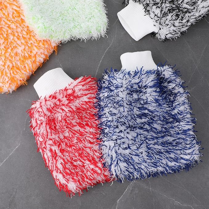 10 Pcs Microfiber Car Wash Mitt, Scratch Free Absorbent Washing Gloves for Automotive Detailing, Safe for Cars, Trucks, SUVs, 7 x 10 Inches (5 Colors)