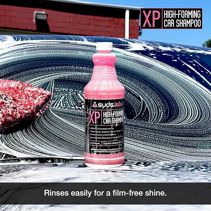 Suds Lab XP High Foaming Exterior Car Wash Shampoo, Effectively Removes Dirt and Grime, Use with Foam Cannon or Bucket Wash, 32 oz