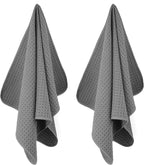 POLYTE Ultra Premium Microfiber Kitchen Dish Hand Towel Waffle Weave, 8 Pack (16x28 in, Gray)