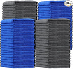 Tallew 50 Pcs Microfiber Towels:16"x16" Microfiber Drying Towels Bulk Micro Fiber Car Cleaning Cloth for Cars Drying Washing Polishing Office Windows Cleaning Household Supplies (Blue,Gray)