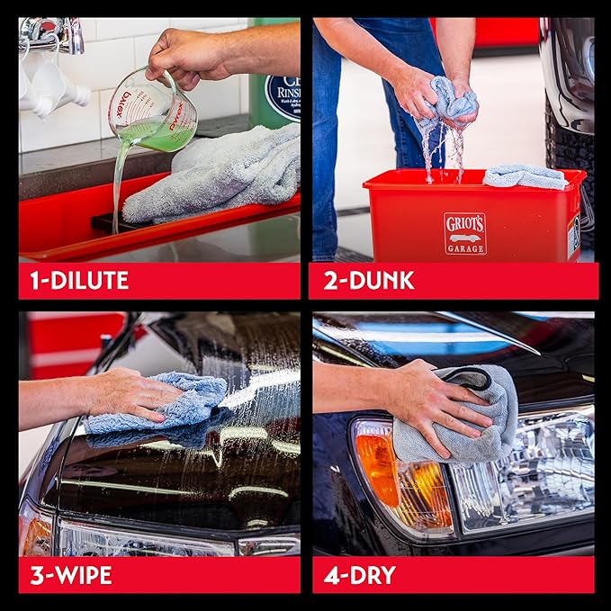 Griot's Garage Rinseless Wash and Wax for Car Cleaning and Detailing, No-Rinse, Waterless Formula For RVs, Boats, Trucks, Motorcycles, 10818, 35 oz