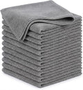 POPCHOSE Microfiber Towels 12 Pack for Cars, Super Absorbent Cleaning Cloths, Lint Free Streak Free Towels for Car Detailing, Household, Kitchen, Glass & Tools, Grey