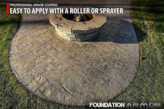 Armor AR350 Low Gloss Wet Look Concrete Sealer 5 Gallon - Professional Grade Color Enhancing Solvent Based Acrylic Sealer for Exterior Concrete and Pavers - 50 VOC