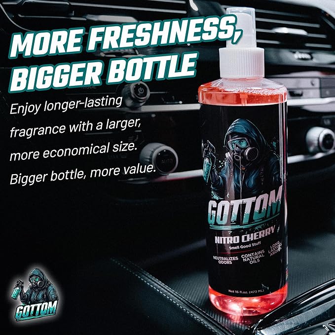 Gottom Air Freshener Spray - Long Lasting Odor Eliminator - 16 oz (Nitro Cherry) - Car Scent, Auto Odor Remover, Fresh Fragrance, Air Freshener for Trucks, SUVs, RVs & more