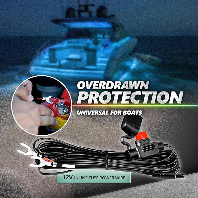 OPT7 Aura Marine Boat Lights LED with App & Remote Control, 4PCS Waterproof Light Strip, RGB Multi Color & Music Sync Interior Deck Lighting Kit for Night Fishing Pontoon Bass Sailboat Yacht Kayak 12V