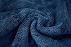Maxshine 12 Pack Microfiber Towel - 600GSM Ultimate Crazy with Silver Silk Border, Dark Blue, 16”x24” (40x60cm) - Rinse-Free, Scratch-Free Drying Towels for Cars - Ideal for Car Detailing