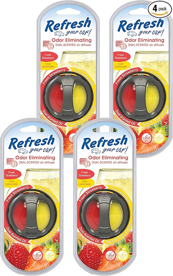 Refresh Your Car! 84022 Fresh Strawberry/Cool Lemonade Scented Oil Diffuser, 4 Pack