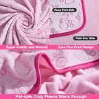 Stuffed Premium Soft Dog Couch Blanket, with Flannel Cute Paw Print, 30 * 70 inches, Cat Blanket Puppy Supplies Dog Products Stuff Essentials, Pink