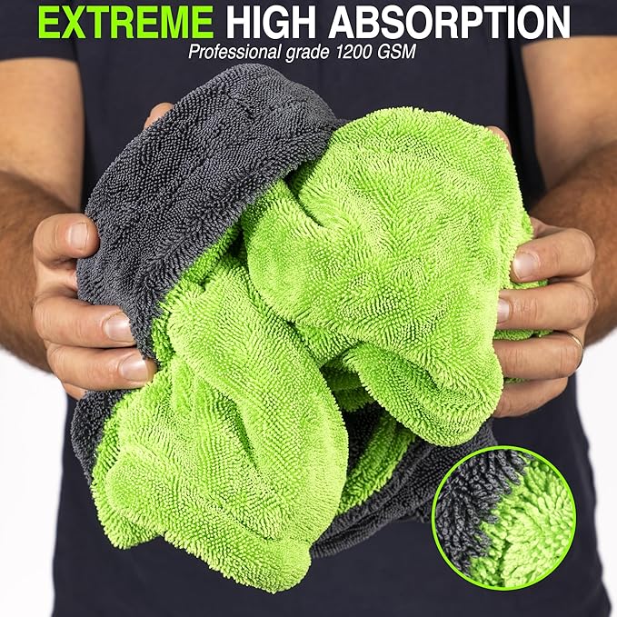 Car Care Extreme Oversized Microfiber Car Wash Drying Towel, Premium XL Shammy Towel, Ideal for Car Cleaning, High Absorbency, 34"x25" Size