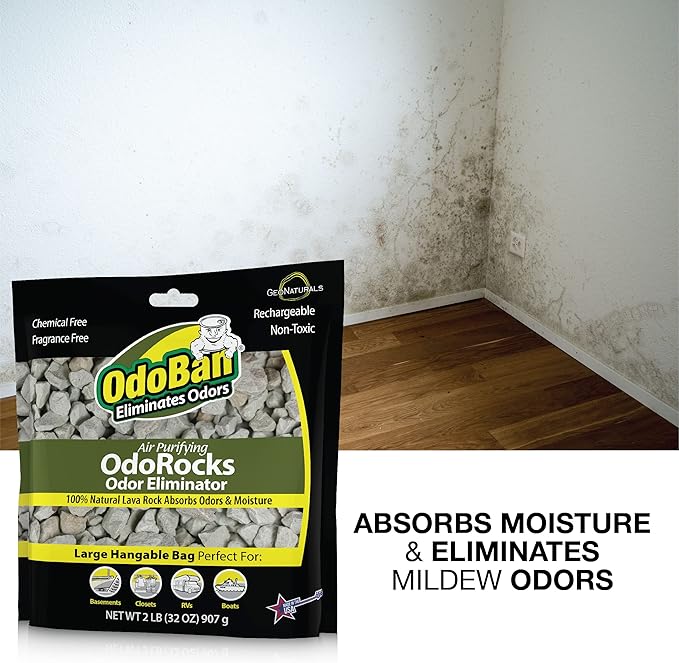 OdoBan Air Purifying OdoRocks Natural Odor Eliminator Made from Natural Volcanic Rocks, 2 Pound Bag, Fragrance Free (Pack of 2)