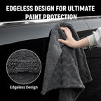 LIVOS Car Drying Towel, Premium Microfiber Towels for Cars, 1000GSM, Edgeless Twisted Loop Design, No Streaks, Scratches, or Water Spot, Absorbent Wash Towel, 18" x 24" (Wave Grey)