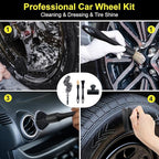 Large Tire Shine Applicator & Bendable Wheel Brush Set for Detailing Cleaning and Tire Shine,Automotive Tire Dressing Applicator Brush with Storage Stand for Tire Detailing & Car Wash Kit,Black-4pcs