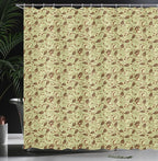 Ambesonne Paisley Shower Curtain, Modern Design of Classic Eastern Leafy Motif and Swirly Branches Art Oriental, Cloth Fabric Bathroom Decor Set with Hooks, 69" W x 70" L, Pale Green Brown
