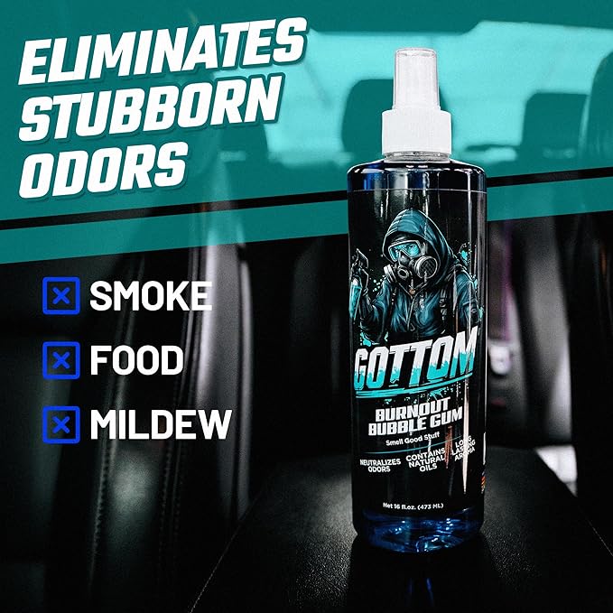 Gottom Air Freshener Spray - Long Lasting Odor Eliminator - 16 oz (Burnout BubbleGum) - Car Scent, Auto Odor Remover, Fresh Fragrance, Air Freshener for Trucks, SUVs, RVs, New Car Smell