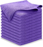 USANOOKS Microfiber Cleaning Cloth - Purple - 12Pcs (12.5x12.5 inch) High Performance - 1200 Washes, Ultra Absorbent Car Towel Traps Grime & Liquid for Streak-Free Mirror Shine - Car Washing Cloth