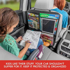 Lusso Gear Kick Mats (2 Pack) - Car Seat Back Protectors, Premium Waterproof Fabric, Reinforced Corners to Prevent Sag, and 4 Mesh Pockets for Large Storage (Gray)