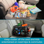 High Road CarHop Car Caddy Organizer with Road Trip Cooler, Car Cup Holder Bin, Sturdy Snack and Play Lid and 6 Organization and Storage Pockets, Starry Night