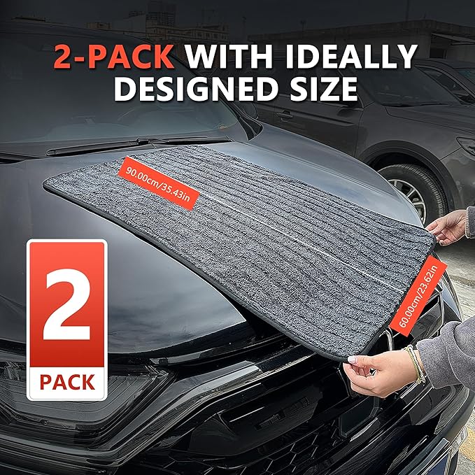 SEAMETAL Microfiber Towels for Cars Drying Towels Car Detailing 35"x 24" Extra Large Ultra Absorbent for Cars and Trucks, Without Streaks, Scratches, or Water Spots (2 Pack Gray)