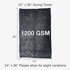 Microfiber Towel for Drying Cars - 24"x36" Jumbo Size, 1200 GSM Ultra-Thick, Scratch-Free & Super Absorbent, Zero-Lint Cloth for Car, Truck & SUV Pro Detailing - Dries Entire Vehicle in One Pass