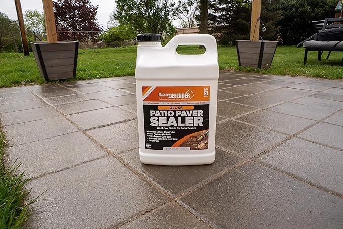 MasonryDefender Gloss, Wet Look Patio Paver Sealer, 2.5 gal - Clear Water-Based Sealant for Natural Stone Surfaces
