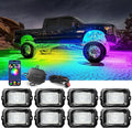 MICTUNING C2 Max RGB+IC Chasing Color Rock Lights - 8 Pods Underglow Lighting Kit, Dynamic Lighting Modes, Extensible Up to 24 Pods with Stable APP Control, IP68 Waterproof, DIY Effect