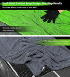 YeewayVeh 'Agile Giant' Car Drying Towel, 28x36 Inch Quick Car Wash Drying Towels, 1400 GSM Super Absorbent, Double Sided Microfiber Towels for Cars Effortless & Scratch-Free Detailing, Green