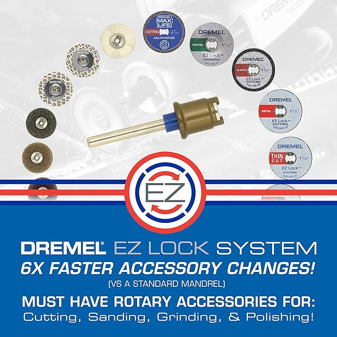 Dremel EZ725 70-Piece All-Purpose Rotary Tool Accessory Set With Storage Kit - EZ-Lock And EZ Drum For Faster Accessory Changes - Perfect for Cutting, Polishing, Cleaning, And Sanding