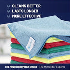 MW Pro Microfiber Cleaning Cloth | Blue Green Red Yellow | 12 Pack | 16” x 16” | All Purpose Microfiber Towels - Clean, Dust, Polish, Scrub, Absorbent