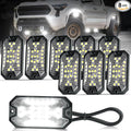 8 Pods Pure White Rock Lights, 6000K Pure White 27 LEDs Super Bright LED Underglow Neon Light, 10m Extension Wire, IP68 Waterproof for Trucks Pickup SUV UTV ATV RZR Car Boats