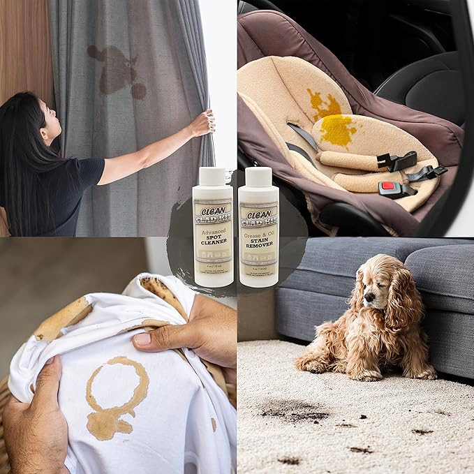 Stir Technologies Upholstery Cleaner Kit – 2-Pack Stain Removers for Couch, Sofa, Car Seats & Carpet – Targets Grease, Food, Oil, Beverage & Makeup Stains – Auto Interiors & Home Use – Made in USA