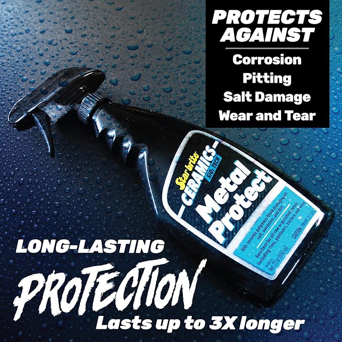 STAR BRITE Ceramics Metal Protect - SiO2 Polymer Protection - Durable Barrier Against Corrosion, Pitting, Salt Damage for Pontoons, Trailers, Towers 22 oz Spray (203322)