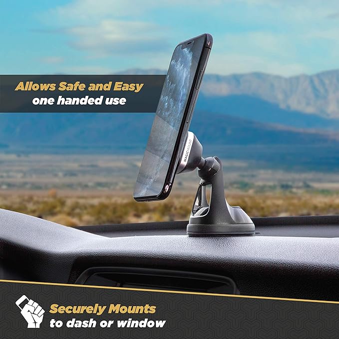 Scosche MM2WDSR-SP MagicMount Pro Magnetic Car Phone Holder - Strong Magnet Mount for iPhone and Android - Secure Magnetic Cell Phone Mount for Car Window or Dash - Universal 360° Adjustable Head