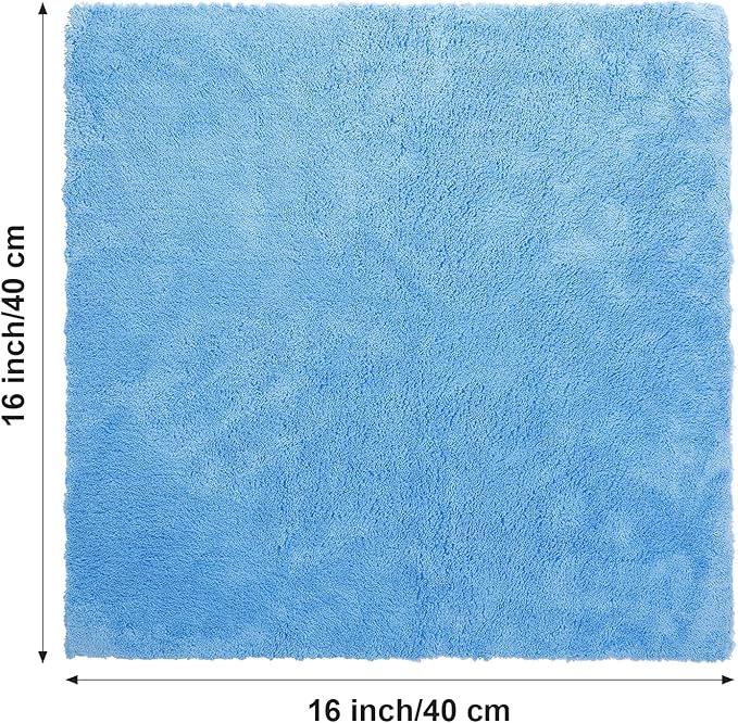 Shimeyao 30 Pcs Edgeless Microfiber Plush Towels for Cars Detailing Drying Wash Polishing Absorbent Cleaning Cloths, 500 GSM (16 x 16 Inch,Light Blue)