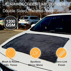 Microfiber Towel for Drying Cars - 24"x36" Jumbo Size, 1200 GSM Ultra-Thick, Scratch-Free & Super Absorbent, Zero-Lint Cloth for Car, Truck & SUV Pro Detailing - Dries Entire Vehicle in One Pass