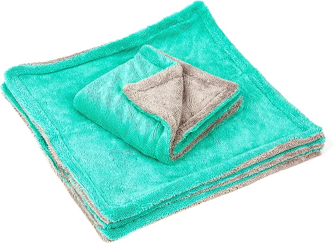 Clean Garage The Twister Small Drying Towels | 4 Pack | 16x16 | Twist Loop 1200 GSM