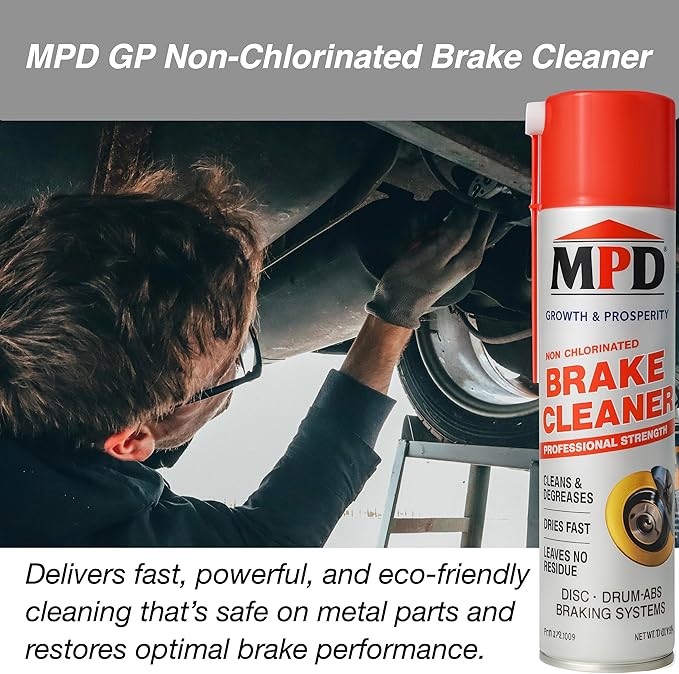 MPD - GP Non-Chlorinated Brake Cleaner – Fast-Drying Automotive Brake Parts Cleaner for Metal Components – Removes Grease, Oil & Brake Dust, Residue-Free, Professional-Grade Formula, 14oz (Pack of 12)