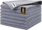 Microfiber Cleaning Cloth, Premium 8 Pack Cleaning Towels, Lint-Free Streak-Free Ultra Absorbent, 300GSM Reusable Microfiber Towel for Cars Shop Garage Home Kitchen, 12.6" x 12.6" Grey