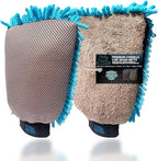 Sudz Budz® Premium Microfiber Chenille Car Washing Mitt 2 Pack | 2-in-1 Double-Sided Scrubber and Fleece Mitts. Soft, Durable, No Scratch, Lint-Free Washing and Detailing for Exterior Car Care